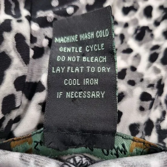 Suzie in the City Blouse Women 1X Black White Leopard print Cowl Neck Layered - Picture 9 of 9